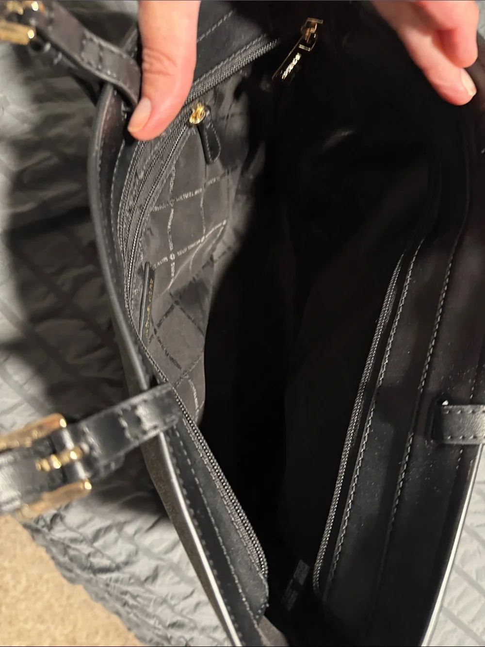 Michael Kors Black Logo Tote with Gold Hardware